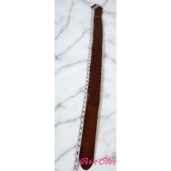 Belt Women Vintage German Made Brown Hipster Genuine Leather Size 36 Check Desc - Picture 7 of 9